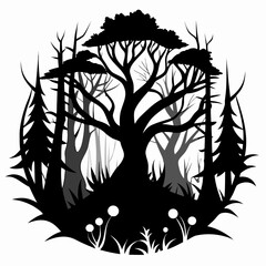 Forest Tangle vector clean black silhouette design white background