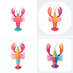 Lobster Tail a fun and colorful ensemble of mixed vector graphics, full of vivid tones and modern abstract design elements