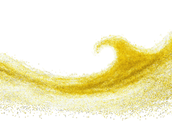 Golden wave surging over dark background