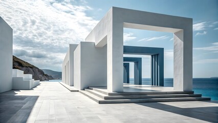 Modern Minimalist Architecture with Ocean View – Coastal Abstract Design Concept