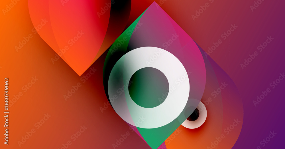 Aufkleber abstract vibrant design. overlapping colorful shapes create dynamic composition. white circle domina