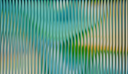 Smooth distortion texture with vibrant fractal gradient, iridescent glass ripple background, ribbed glass effect with vertical white highlights on green yellow gradient