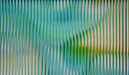 Fototapete Fraktale Wellen Smooth distortion texture with vibrant fractal gradient, iridescent glass ripple background, ribbed glass effect with vertical white highlights on green yellow gradient  © themagia