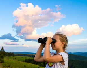 Child Exploring Mountaintop View