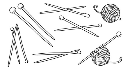 Knitting needles and yarn ball illustration. Knitting craft, hobby, art, needles, yarn, handmade, diy, craft, creative, wool, needles, knitting project