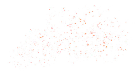 Glowing burning embers isolated on transparent background