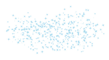 Cloud of sparkly blue stars isolated on transparent background