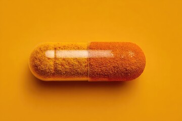 Bright orange capsule, top view