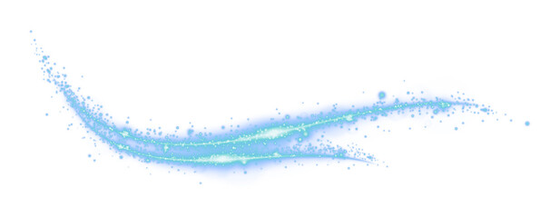 Magic trails of blue glowing particles isolated on transparent background © HTGanzo