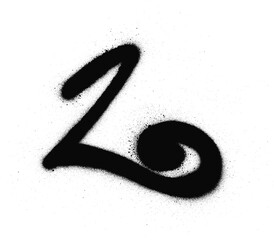 graffiti L character in black over white