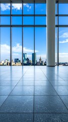 Fototapeta premium Empty modern office space with city view