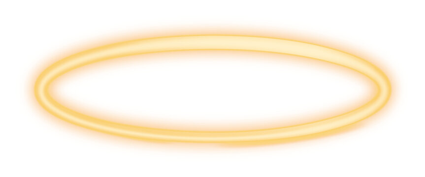 Glowing golden halo isolated on transparent background