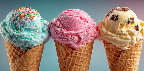 Ice cream in waffle cones