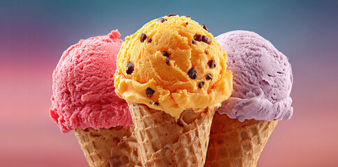 Ice cream in waffle cones