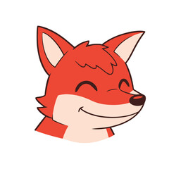 Smiling Cartoon Fox Head Cute and Expressive Flat Design Illustration