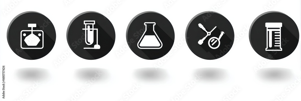 Poster modern laboratory symbols representing various scientific instruments used in research and experimen
