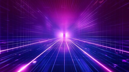 Futuristic abstract technology background No.2 with neon blue and purple glowing lines, perfect for digital media and presentations