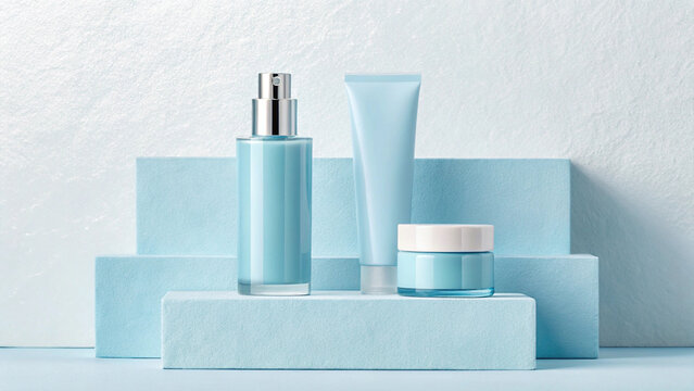 cosmetic bottle photo, skincare cosmetic bottles, lotion bottle design, blue cosmetic containers, stylish skincare bottles, cosmetic packaging photo, serum cosmetic bottle, cream cosmetic bottles, bea