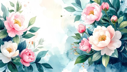 Fototapeta premium A pink rose bouquet with petals and blossoms on a grunge background, perfect for a wedding or Valentine's Day