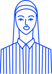 person in striped shirt and head coveringVector linear icon illustration.