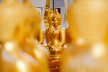 Beautiful golden Buddha statue enshrined in Thailand