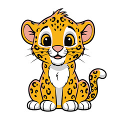 Cute Animated Leopard Cub Vector Illustration Design for Kids Art