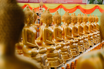 Beautiful golden Buddha statue enshrined in Thailand