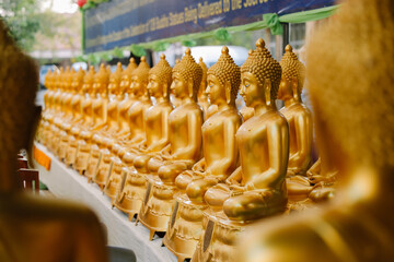 Beautiful golden Buddha statue enshrined in Thailand
