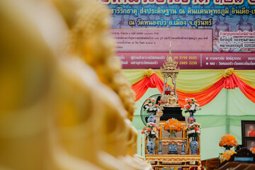 Beautiful golden Buddha statue enshrined in Thailand