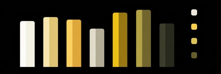 Fototapeta premium Color Gradient of Bars Showcasing Varying Shades of Gold and Beige Against a Black Background in a Modern Design