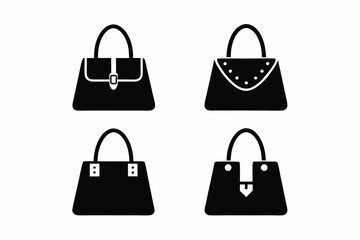 set of shopping bags icon silhouette illustration