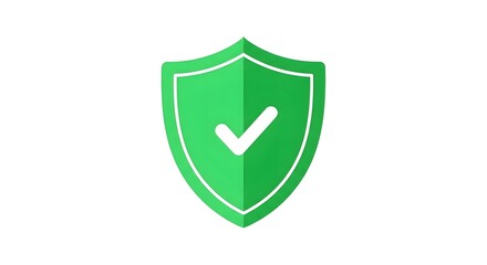 Green Shield with Checkmark Symbolizing Security and Protection