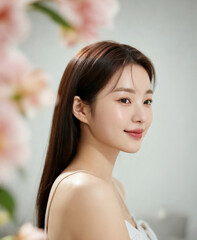 Fototapeta premium 20대 한국 여성 동양인 화장품 모델