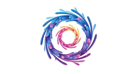 Abstract Colorful Swirl Design with Bright Blue Pink and Purple Elements