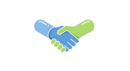 Handshake Icon in Blue and Green Color Symbolizing Agreement or Partnership