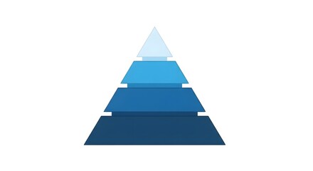 Blue Gradient Pyramid Illustration with Flat Design on White Background