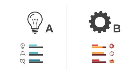 Conceptual Illustration of Creative Idea and Technical Process with Icons and Gears