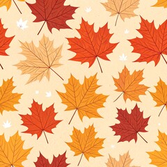 Obraz premium Autumn Maple Leaf Seamless Pattern with Warm Colors for Background or Textile