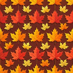 Autumn Maple Leaves Pattern in Warm Tones for Seasonal Backgrounds and Designs