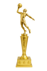 Golden basketball trophy on transparent background