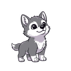 Obraz premium Cartoon Wolf Cub Illustration Cute Animal Graphic Design