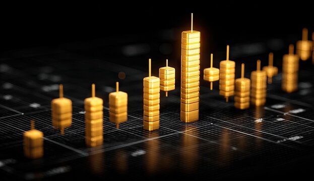 Financial Chart in Golden Tones