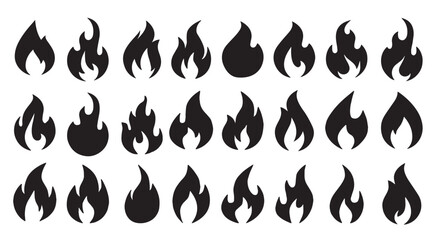 black color fire flame vector set