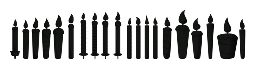 birthday candle icons set cartoon style vector