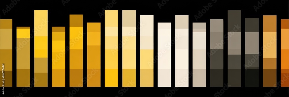 Poster colorful gradient of vertical bars representing a spectrum from yellow to black showcased on a dark 
