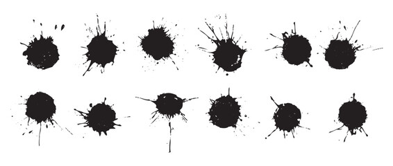black paint splatters vector illustration