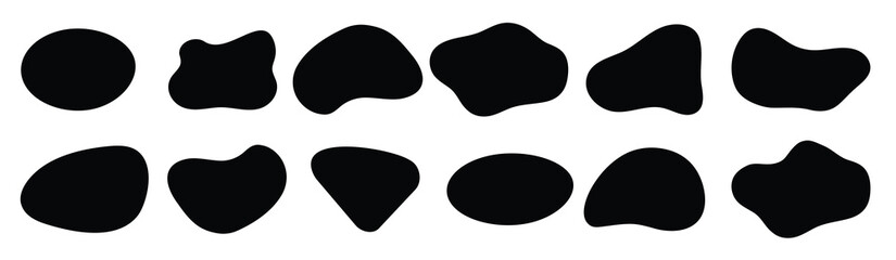 Blob shape organic, vector illustration set. Collection from abstract forms for design and paint. Liquid silhouette drop in modern style. 