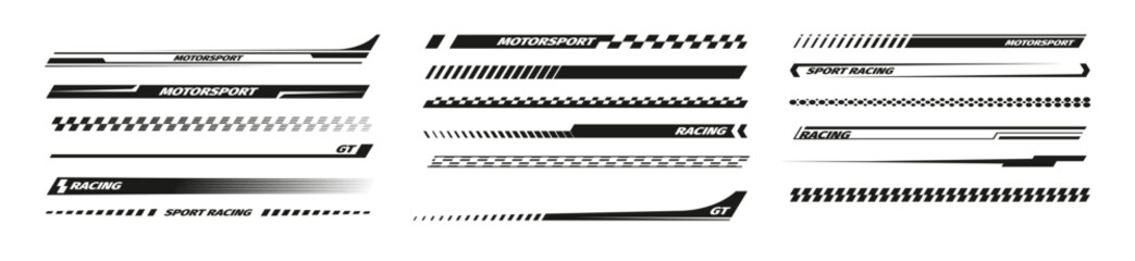 black racing stripes modern race modification mark elegant vector