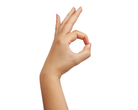 Woman hand making ok sign gesture isolated on a transparent background image