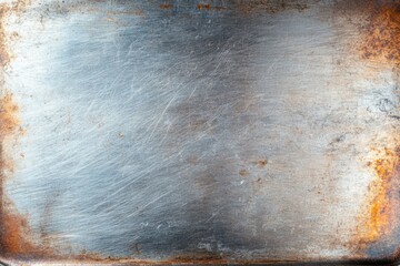 Vintage Metal Tray: An aged metal tray, weathered by time, exhibits a spectrum of textures and colors, hinting at a rich history of culinary endeavors.
